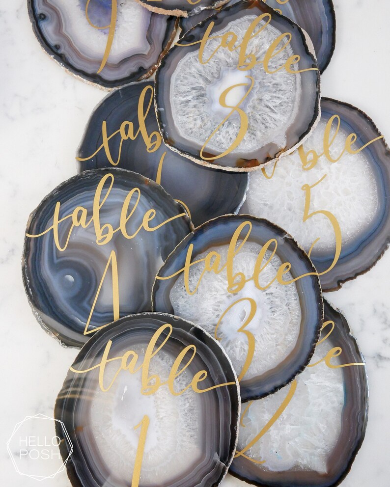 6 Large Agate Table Numbers. Agate Wedding Decor. Etsy