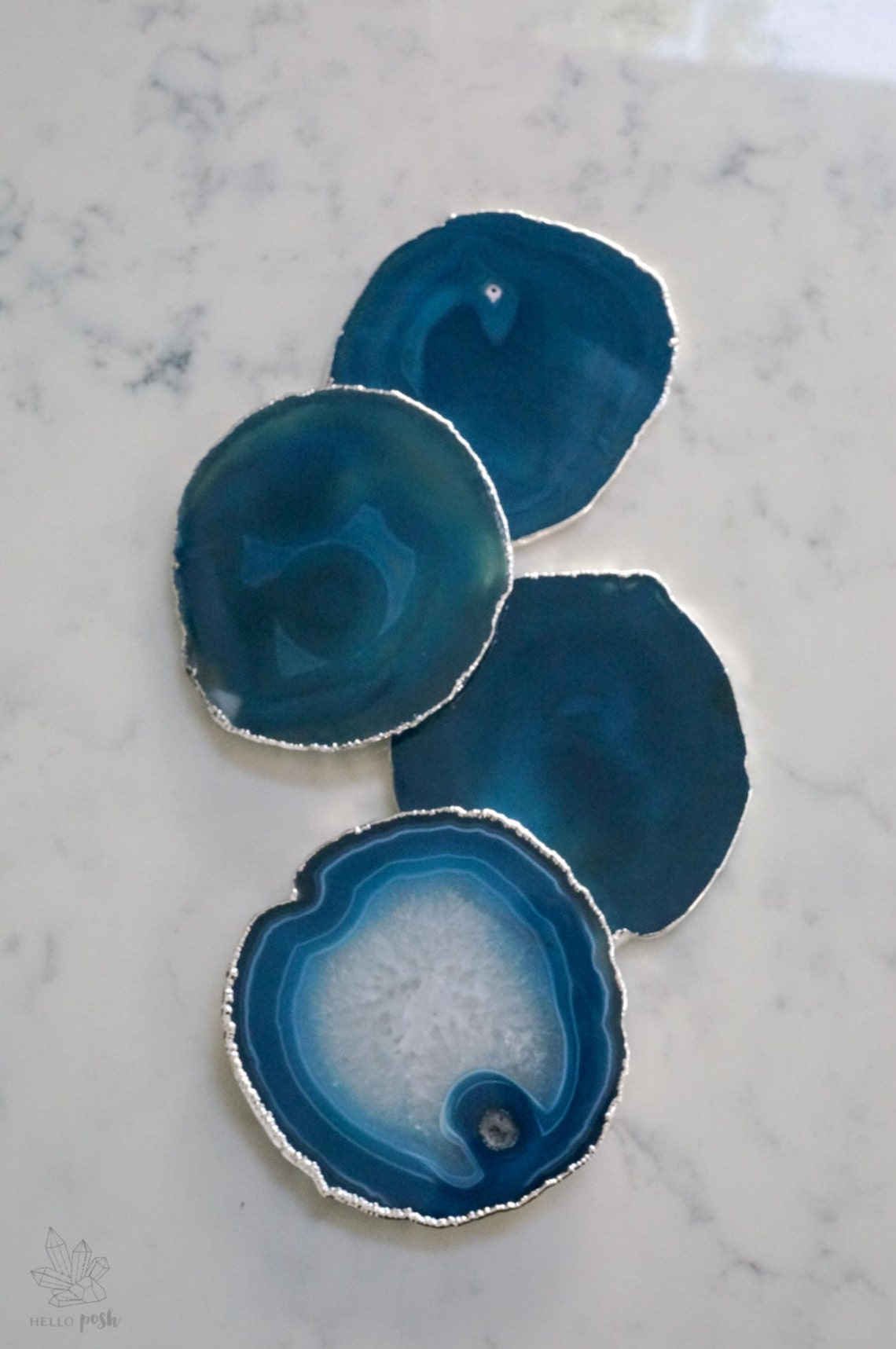 TS10 Teal Agate Coasters. Green Blue Coasters. Gem Coasters. Etsy