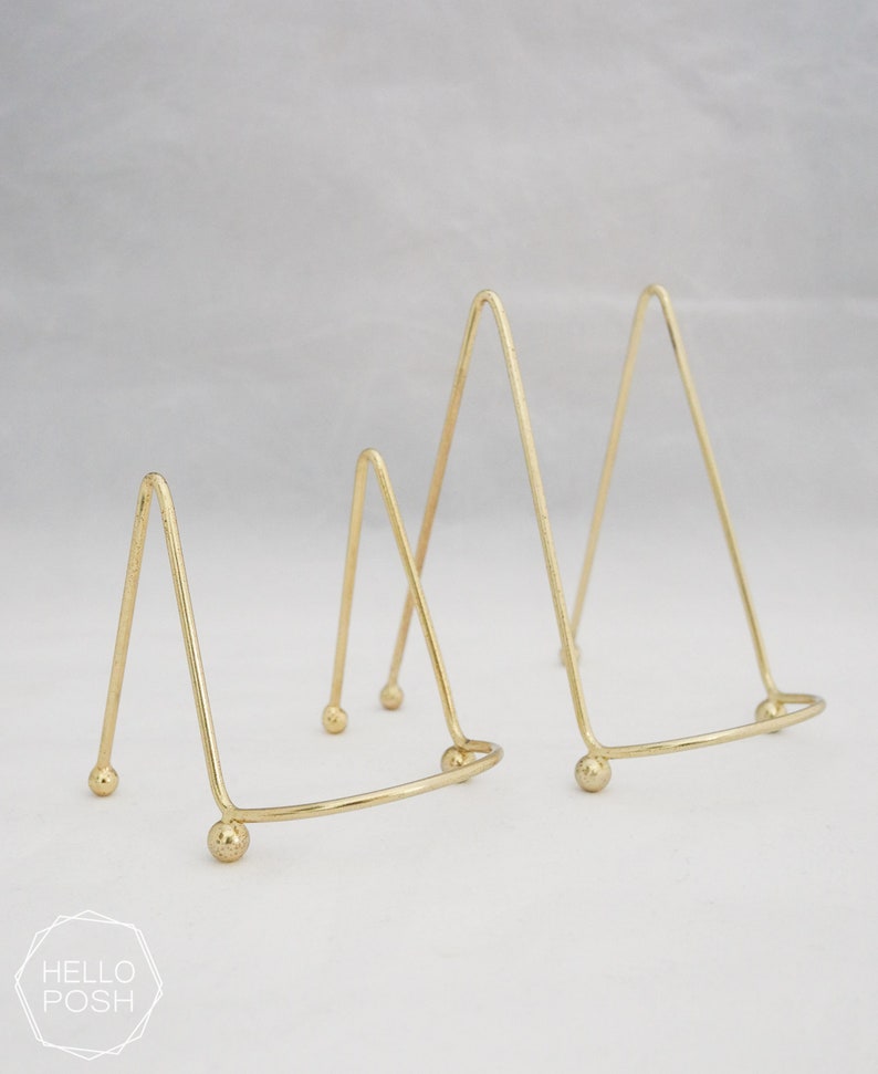 Mini GOLD easels. agate slice display gold stand table number easel wedding decor table decoration 2 or 4 image 5