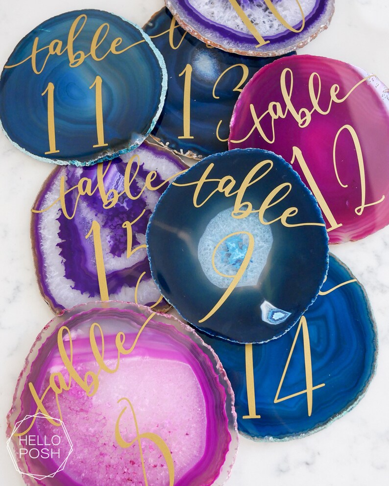 6 Large Agate Table Numbers. Agate Wedding Decor. Etsy