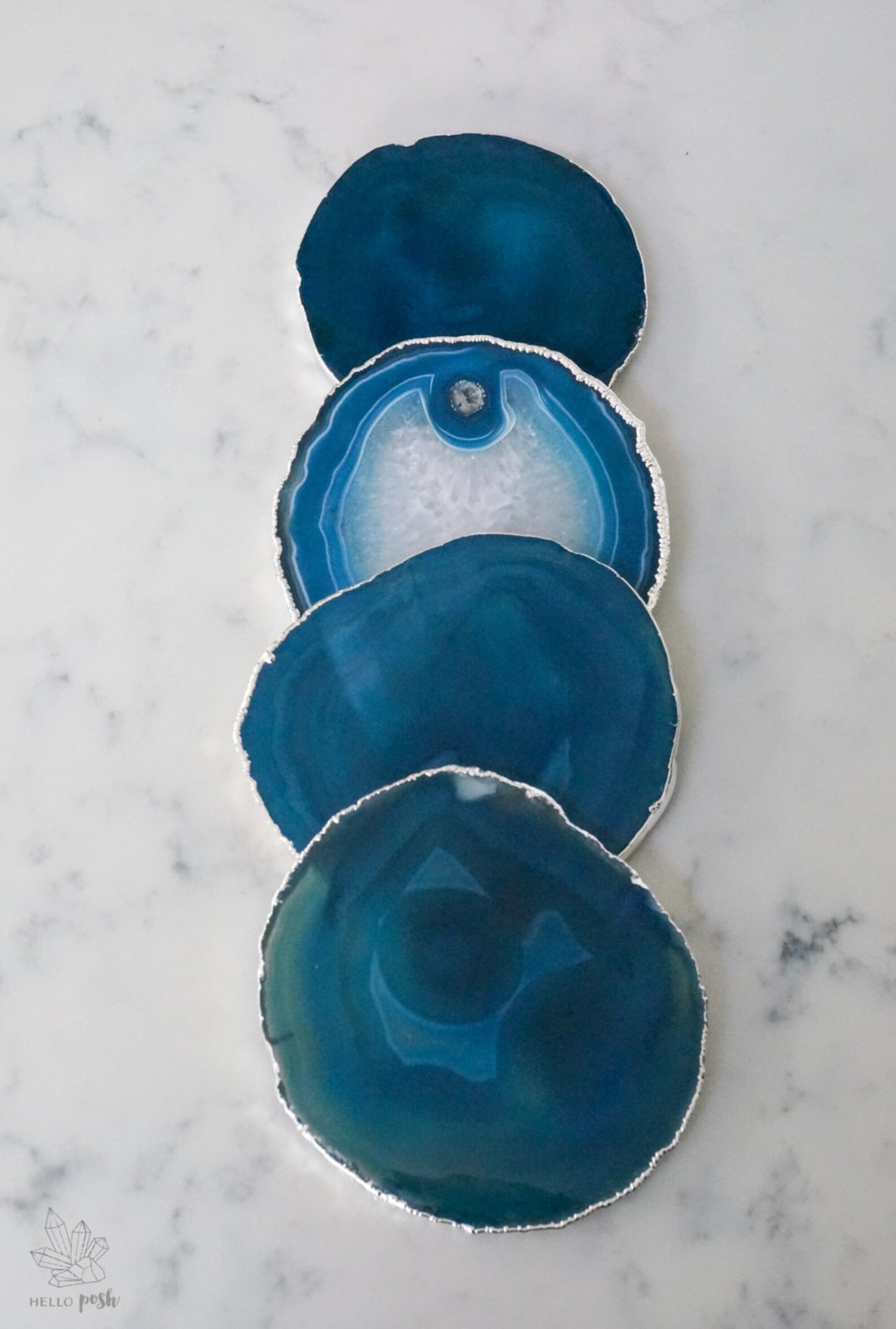 TS10 Teal Agate Coasters. Green Blue Coasters. Gem Coasters. Etsy