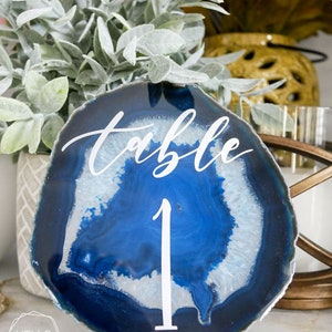 6" Grandes números de tabla de Ágata. Decoración de la boda de Agate. tarjetas de lugar de boda ágata rodajas gris agate azul agate rosa ágata verde ágata ágata negra