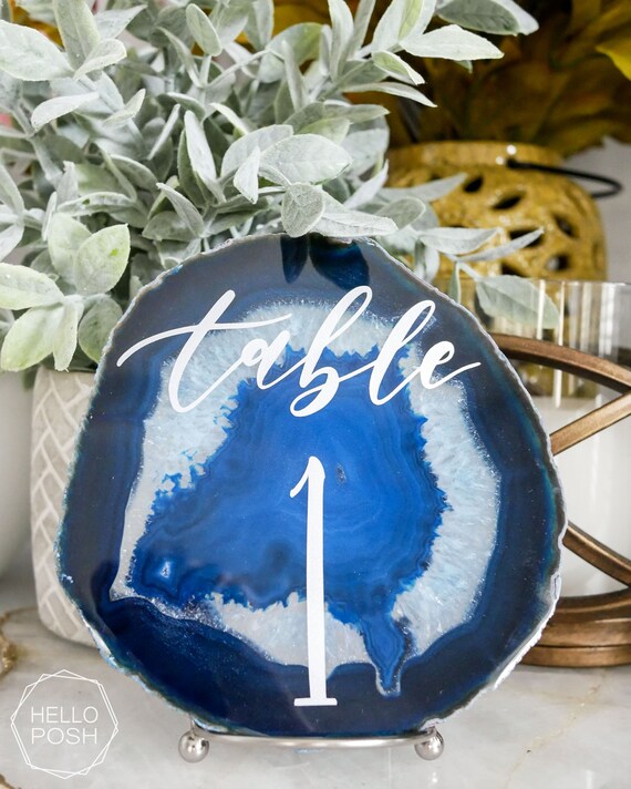 6 Large Agate Table Numbers. Agate Wedding Decor. Etsy