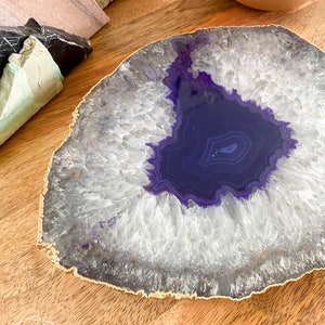 PPG01 PURPLE agate platter. violet gemstone trivet. home decor image 7