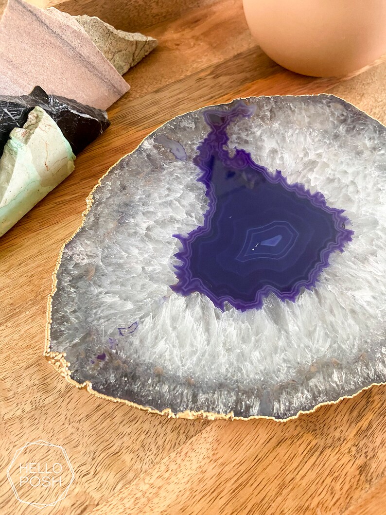 PPG01 PURPLE agate platter. violet gemstone trivet. home decor image 7