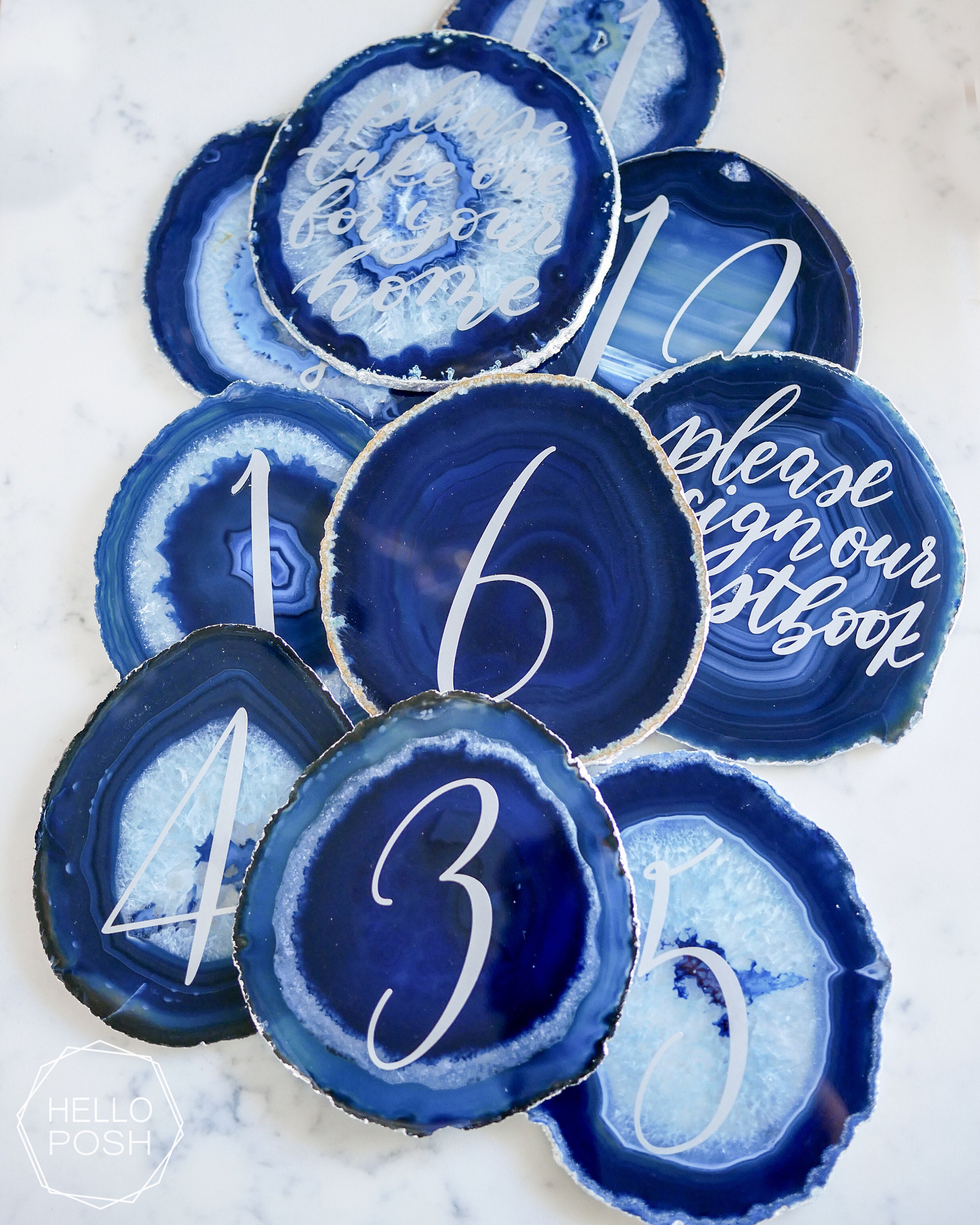Agate table numbers. Agate wedding decor. wedding place cards Etsy