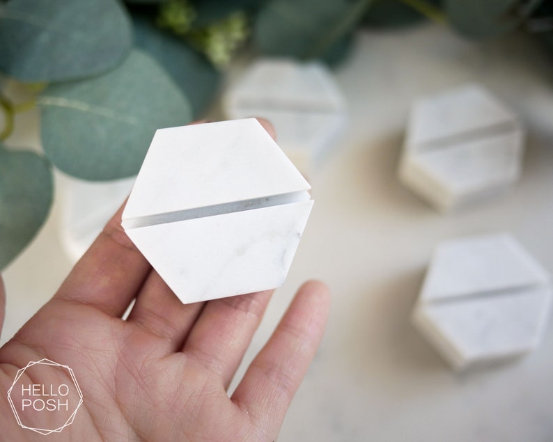 Marble Hexagon Place Card Holders. Carrara Marble Photo Holder Etsy