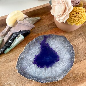 PPG01 PURPLE agate platter. violet gemstone trivet. home decor image 5