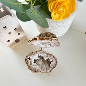 Moroccan geode ring box. crystal jewelry box with SILVER stand. proposal ring box engagement ring box. MS5