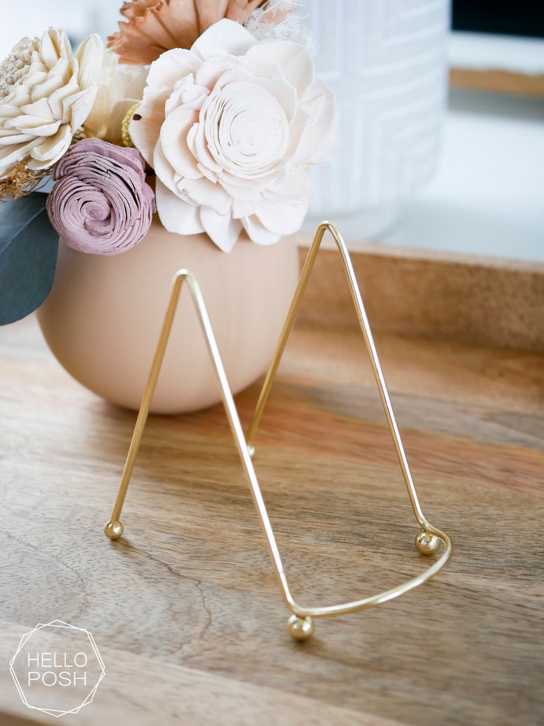 Mini GOLD easels. agate slice display gold stand table number easel wedding decor table decoration 2 or 4 image 3