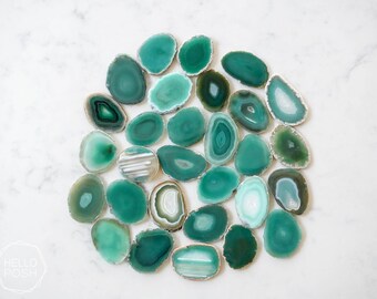 XS Green agate slices. oval agate slices. blank agate slices