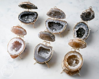 Boîte à bagues Druzy Geode : présentoir à bijoux en pierre naturelle
