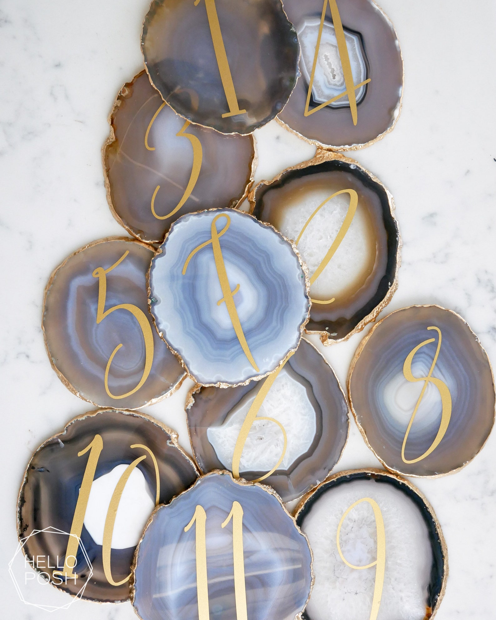 Light gray Agate table numbers. Agate wedding decor. wedding Etsy