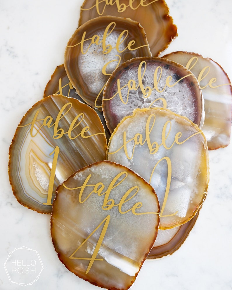 6 Large Agate Table Numbers. Agate Wedding Decor. Etsy