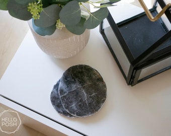 SALE Gray quartz coasters. black and white quartz set of 2 quartz coasters. GQ3