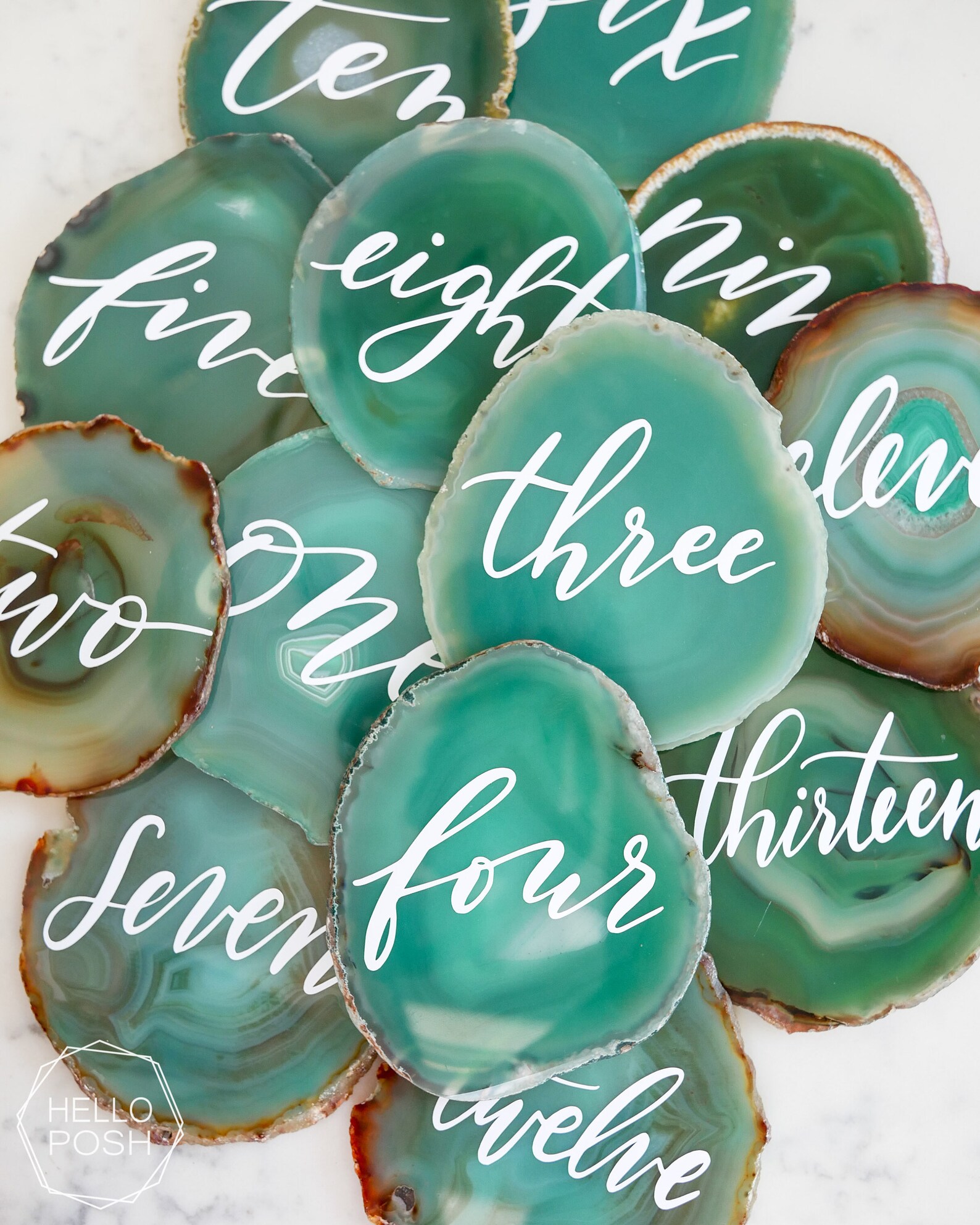 Agate table numbers. Agate wedding decor. wedding place cards Etsy