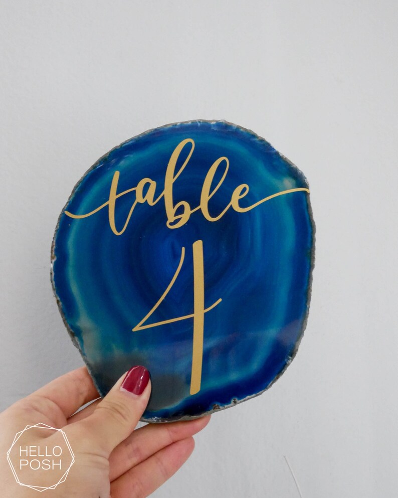 6 Large Agate Table Numbers. Agate Wedding Decor. Etsy