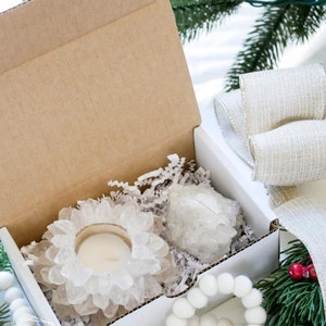 CRYSTAL LOVER gift set. crystal quartz lotus candle holder. crystal card holder. gift box. gift basket image 3