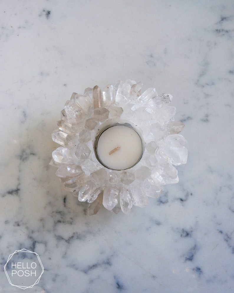CRYSTAL LOVER gift set. crystal quartz lotus candle holder. crystal card holder. gift box. gift basket image 8