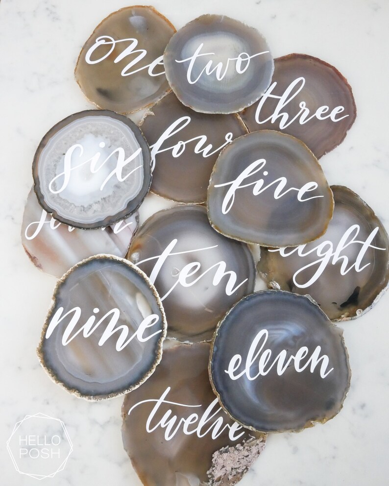 Light gray Agate table numbers. Agate wedding decor. wedding Etsy