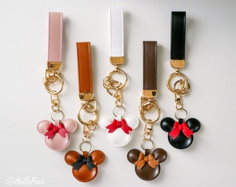 Mickey Key Chain. Personalized Minnie Mouse Vegan leather high quality bag charm
