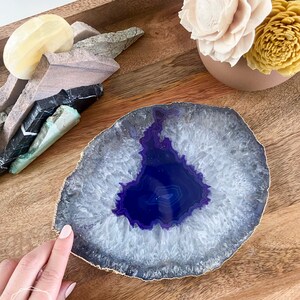 PPG01 PURPLE agate platter. violet gemstone trivet. home decor image 6