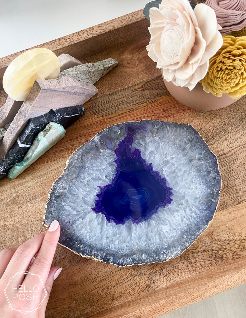 PPG01 PURPLE agate platter. violet gemstone trivet. home decor image 6