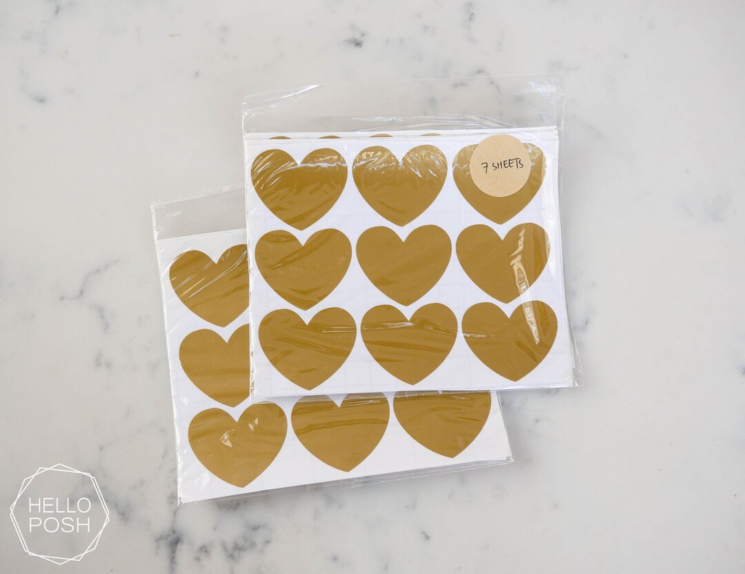 1.5 Vinyl Heart Decals. Heart Stickers. Gold Heart Decals. Pink Heart