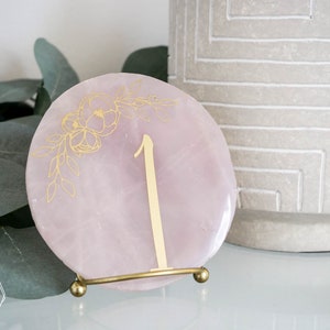 Rose quartz table number. Wedding event decor. Elegant table signs. Blush pink quartz display image 6