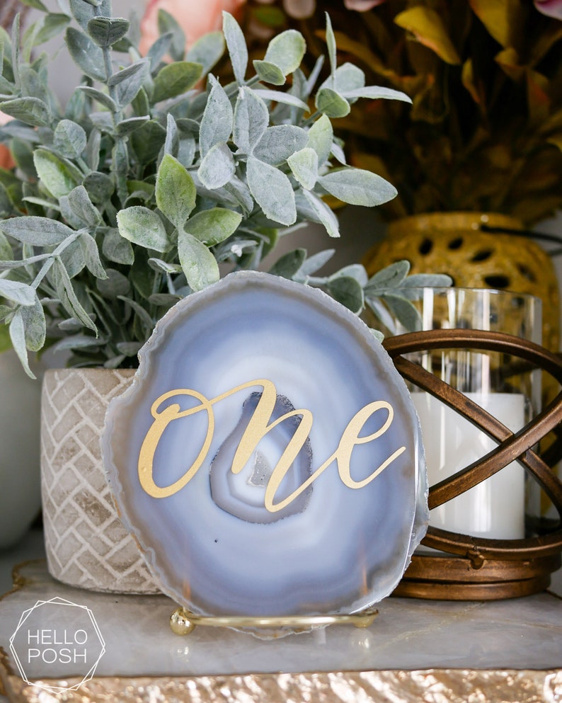 6 Large Agate Table Numbers. Agate Wedding Decor. Etsy