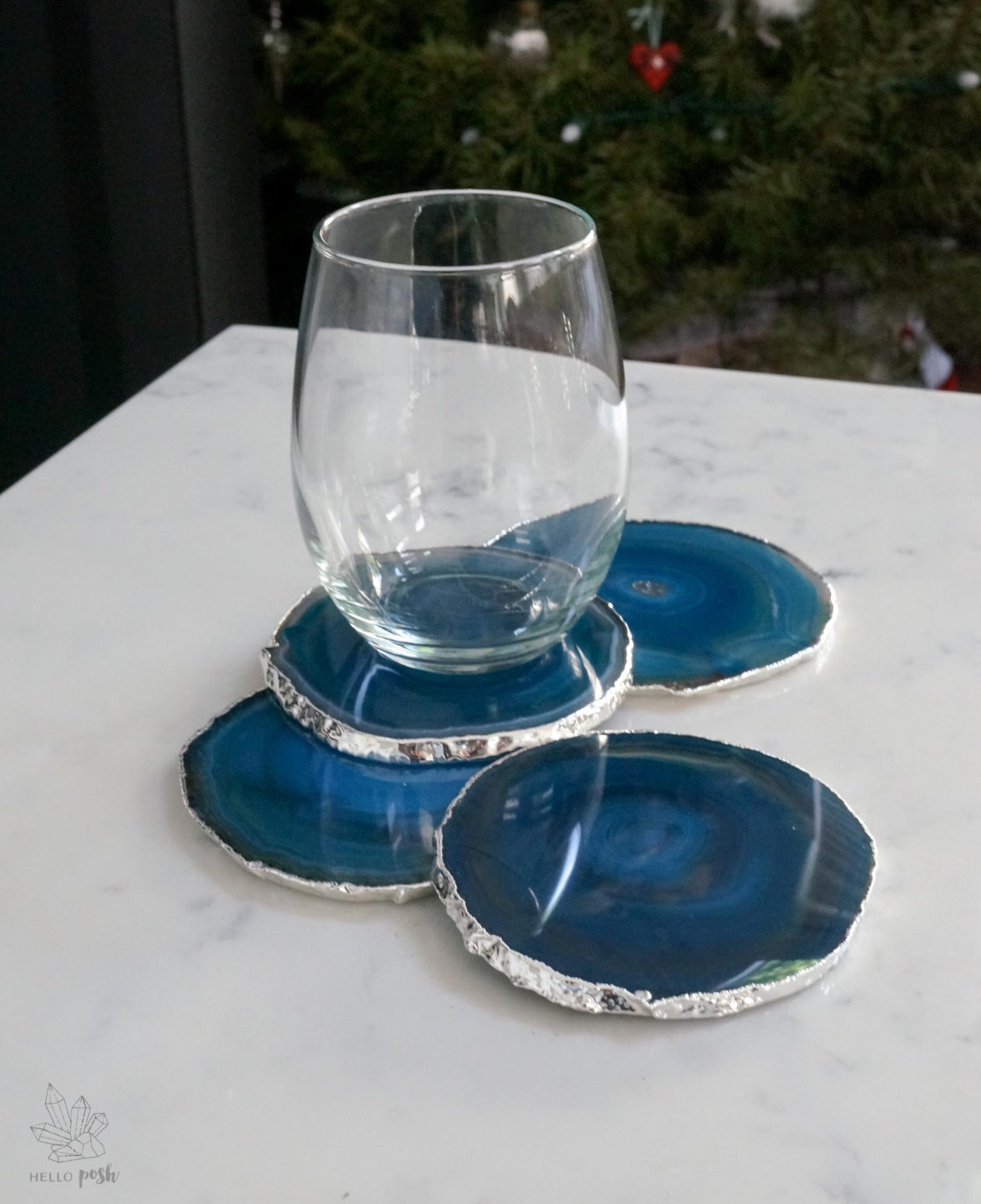 TS10 Teal Agate Coasters. Green Blue Coasters. Gem Coasters. Etsy