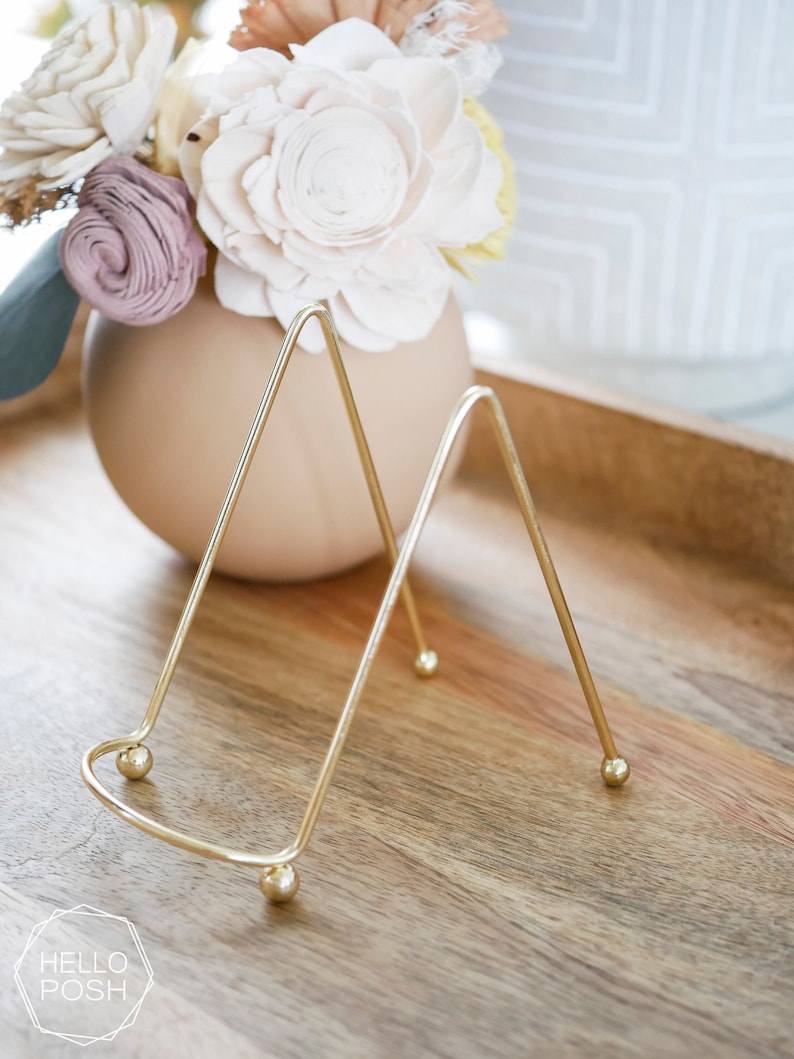 Mini GOLD easels. agate slice display gold stand table number easel wedding decor table decoration 2 or 4 image 1