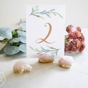 Gold PLATED Rose cuarzo colocar soportes. decoración de bodas. nombre etiquetas titular signo soporte base de cristal