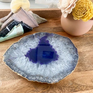 PPG01 PURPLE agate platter. violet gemstone trivet. home decor image 4