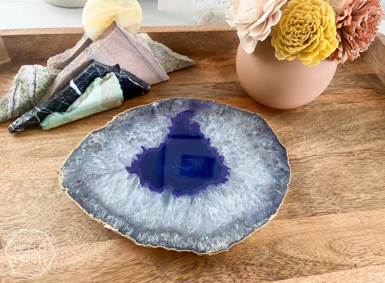 PPG01 PURPLE agate platter. violet gemstone trivet. home decor image 4