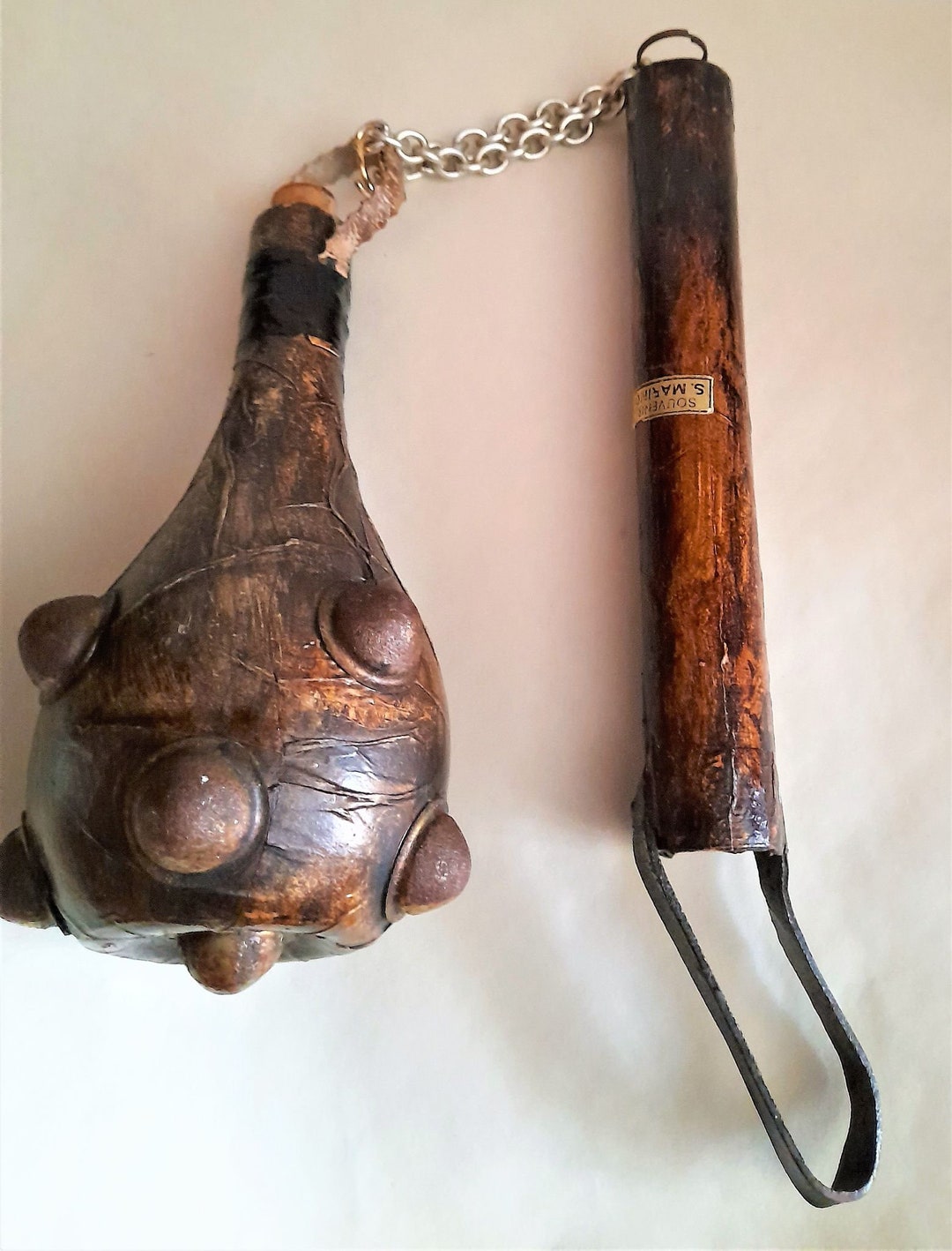 Unique Vintage Bottle Mace Glass Bottle With Leather and Etsy