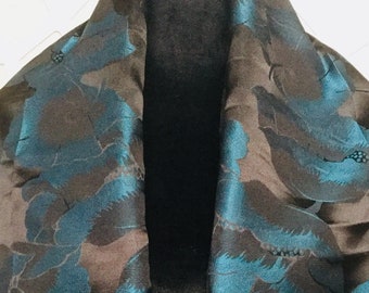 Floral Shawl, Black Shawl Wrap, Flower Shawl, Black Shawl, Black Shawl Wedding, Elegant Shawl, Shawl Gift For Mom, Evening Shawl, Satin Wrap