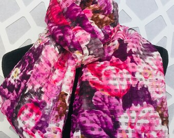 Rose Scarf, Purple Scarf, Shawl Gift For Mom, Elegant Shawl, Womens Shawl or Wrap, Shawl For Women, Evening Shawl, Ladies Shawl, Light Scarf