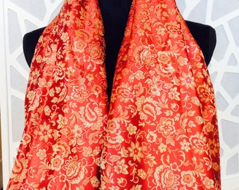 Floral Shawl, Red Shawl, Floral Shawl Wrap, Ladies Shawl, Elegant Shawl, Womens Shawl Or Wrap, Shawl For Women, Evening Shawl, Satin Wrap