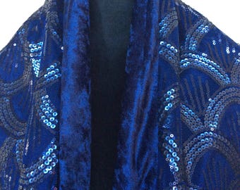 Older Woman Gift, Blue Shawl Wrap, Wedding Shawls And Wraps, Elegant Wraps, Elegant Shawl, Sequin Wrap, Blue Shrug, Ladies Shawl, Blue Shawl