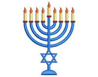 MENORAH - machine embroidery design - Instant Download