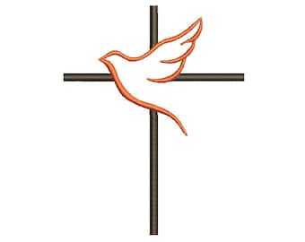 DOVE CROSS - machine embroidery design - Instant Download