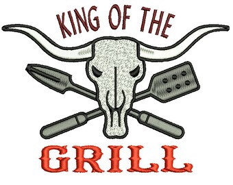 BARBECUE KING - machine embroidery design - Instant Download
