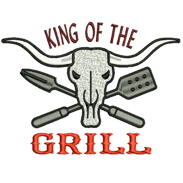 BARBECUE KING - machine embroidery design - Instant Download
