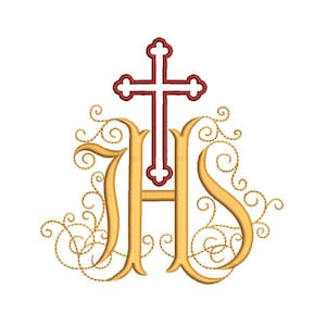 IHS CROSS - machine embroidery design - Instant Download