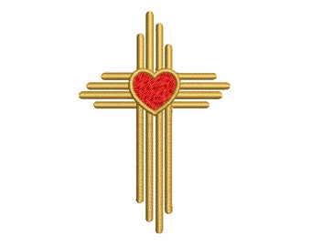 CROSS & HEART - machine embroidery design - Instant Download
