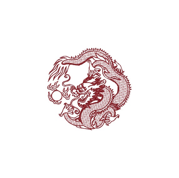 Cinese Drago Disegno Di Ricamo Macchina Download Immediato Etsy