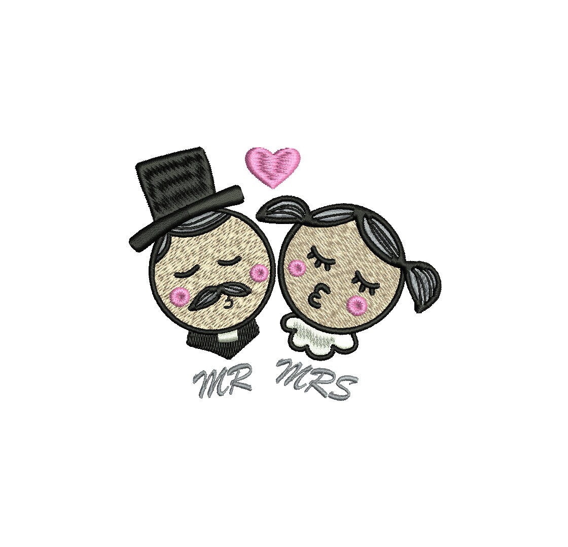 MR & MRS Machine Embroidery Design Instant Download Etsy