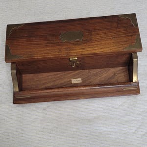 Mid Century Modern Teak Box with Brass Accents - Made in India