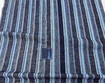 Vintage Striped Mud Cloth Fabric: African Textile with blue stripes for a coastal farmhouse style.